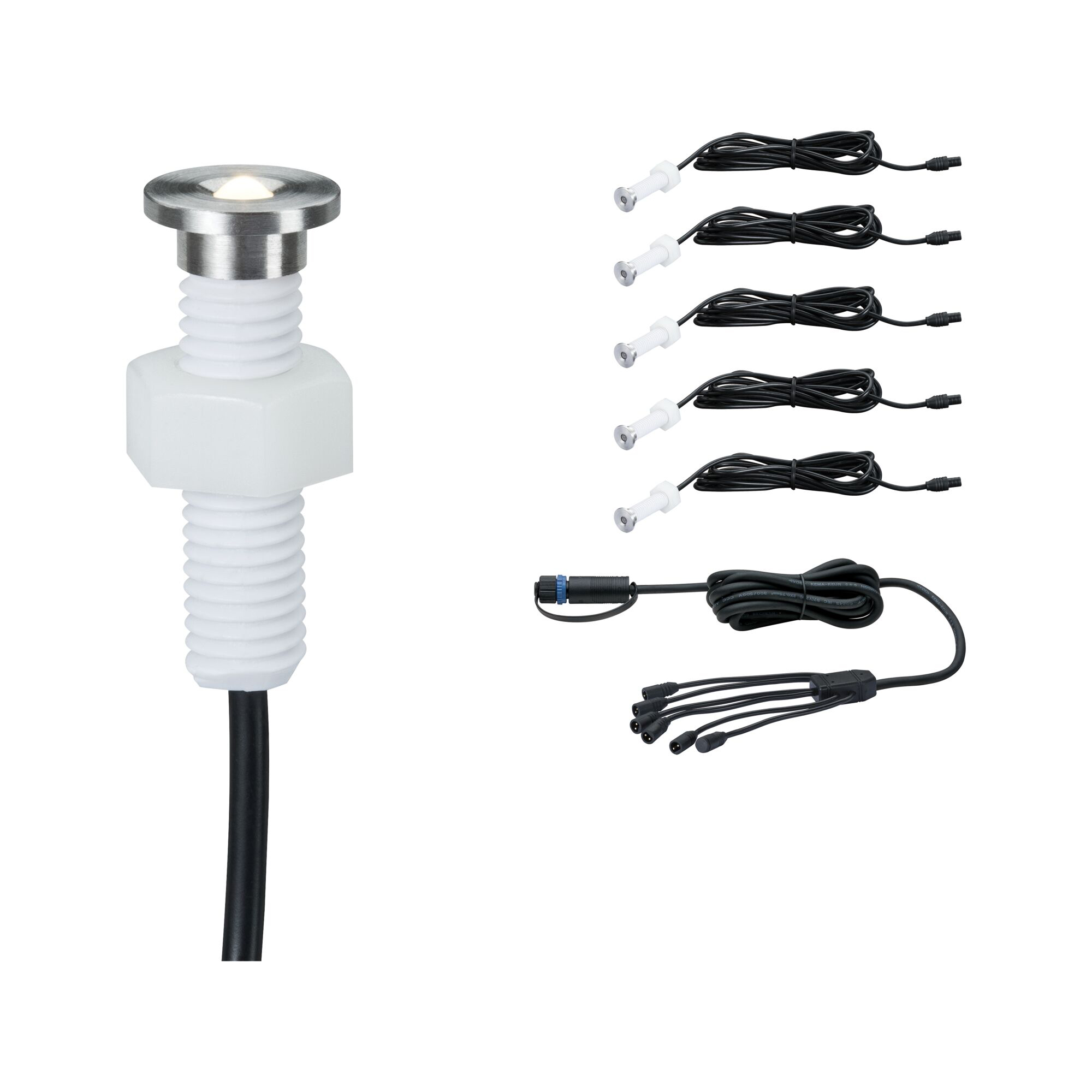 LED Infälld Markbelysning Paulmann Plug & Shine MicroPenII IP67 24V Förlängningsset 5-pack med Kabel