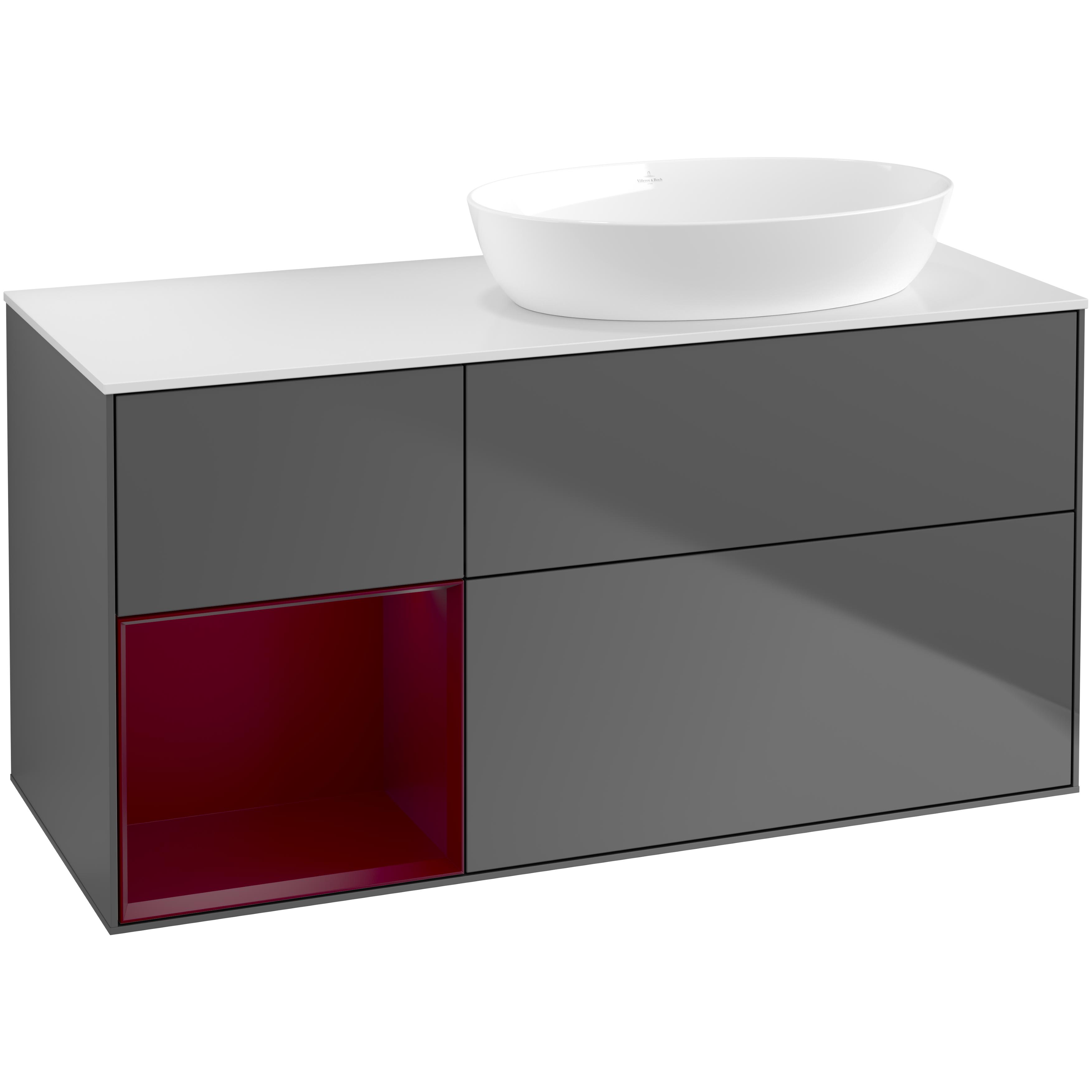 Tvättställsskåp Villeroy & Boch Finion med 3 Lådor Hylla och Bänkskiva för Ocentrerat Tvättställ från Artis & Collaro