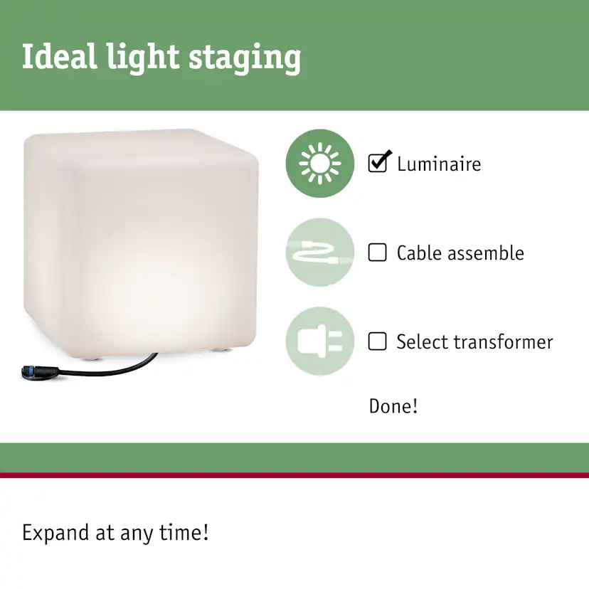 Dekorationsljus LED Paulmann Cube Plug & Shine IP67 24V