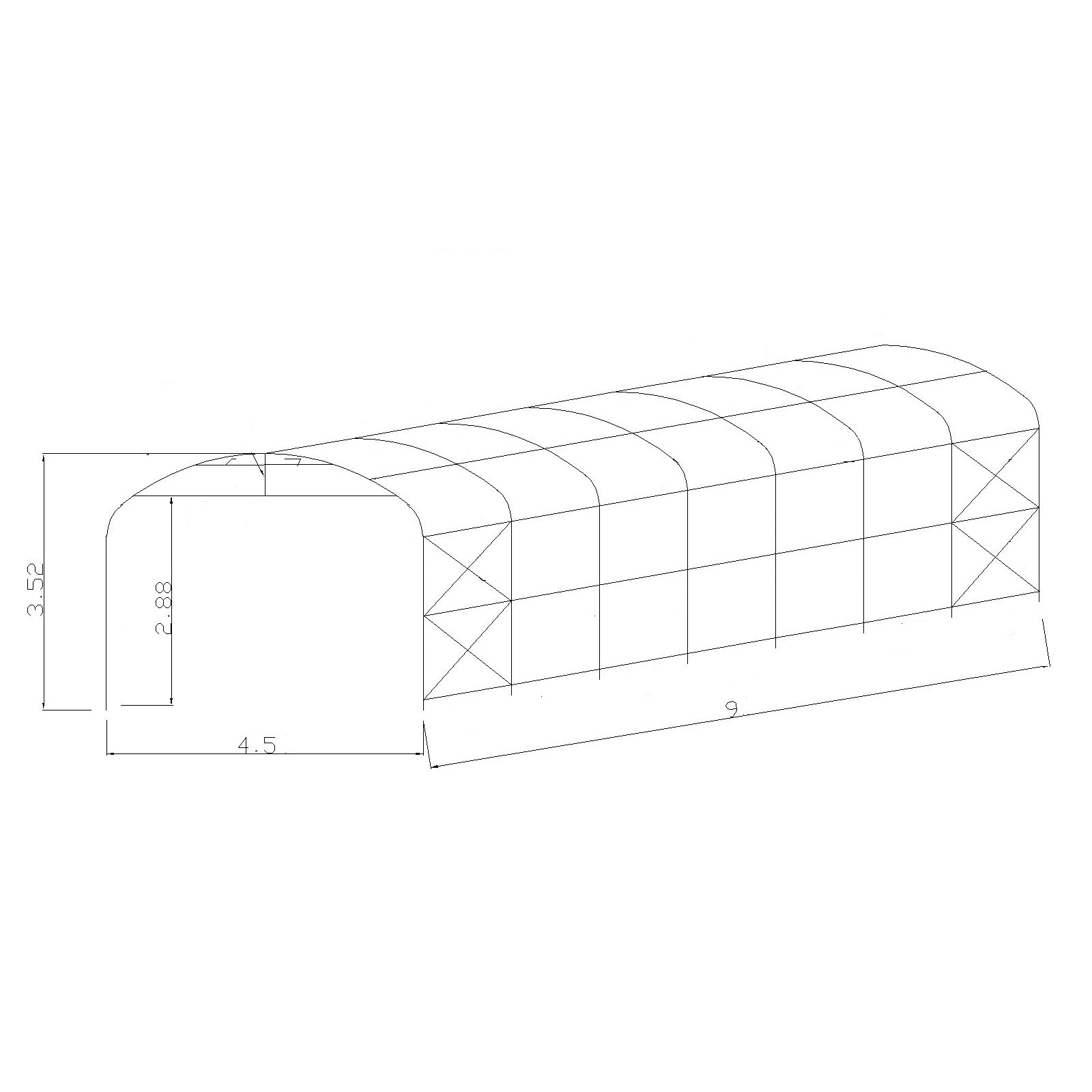 Garagetält Prohall G500 4,5x9 m Grå