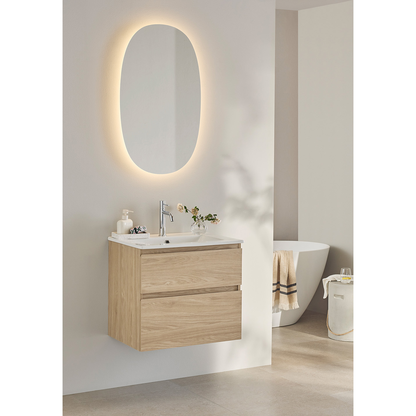 TVÄTTSTÄLLSSKÅP STYLE EK MED TVÄTTSTÄLL 600 B: 610 mm, Ek