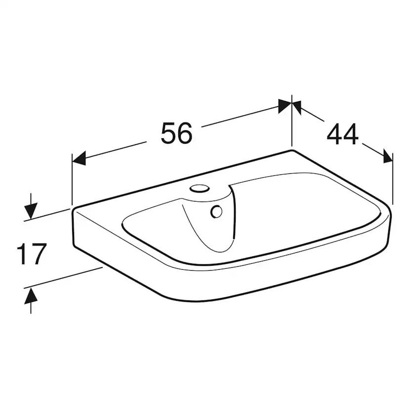 Vinta tvättställ: Vit/Clean, 56x44cm, Kranhål, Överfyllnad Bredd: 560 mm