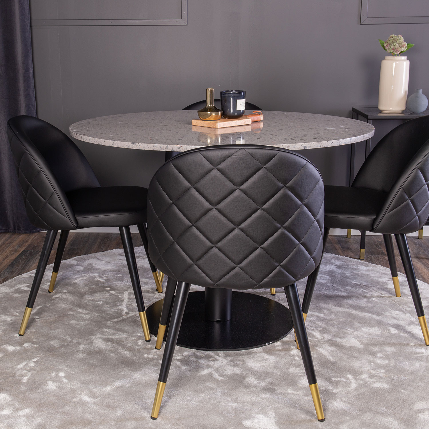 Matgrupp Venture Home Razzia med 4 Velvet stolar Skinn