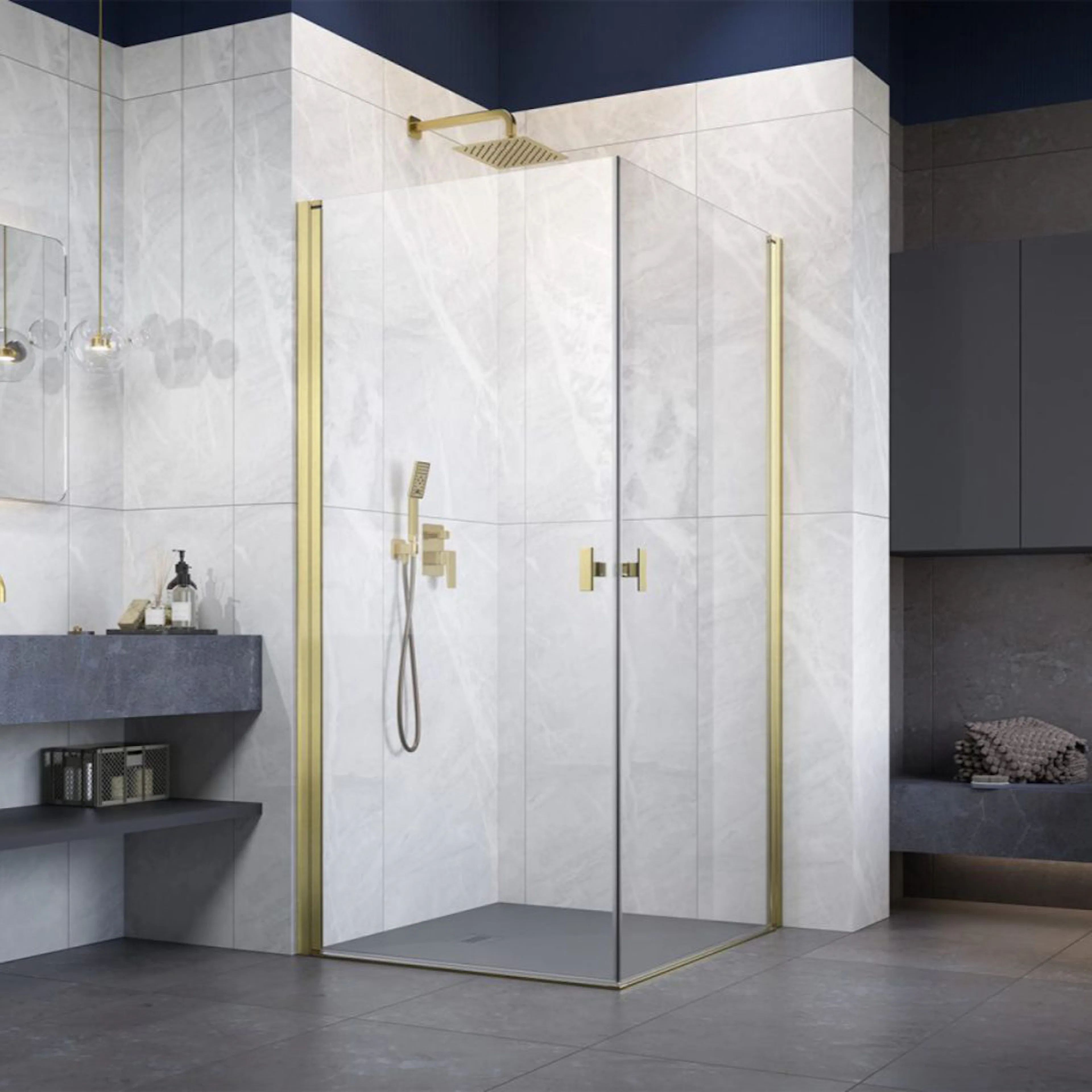 Noma 120 fyrkantig hörn, STD 800mm 790 x 790mm borstad mässi 780x780 mm, Borstad Mässing