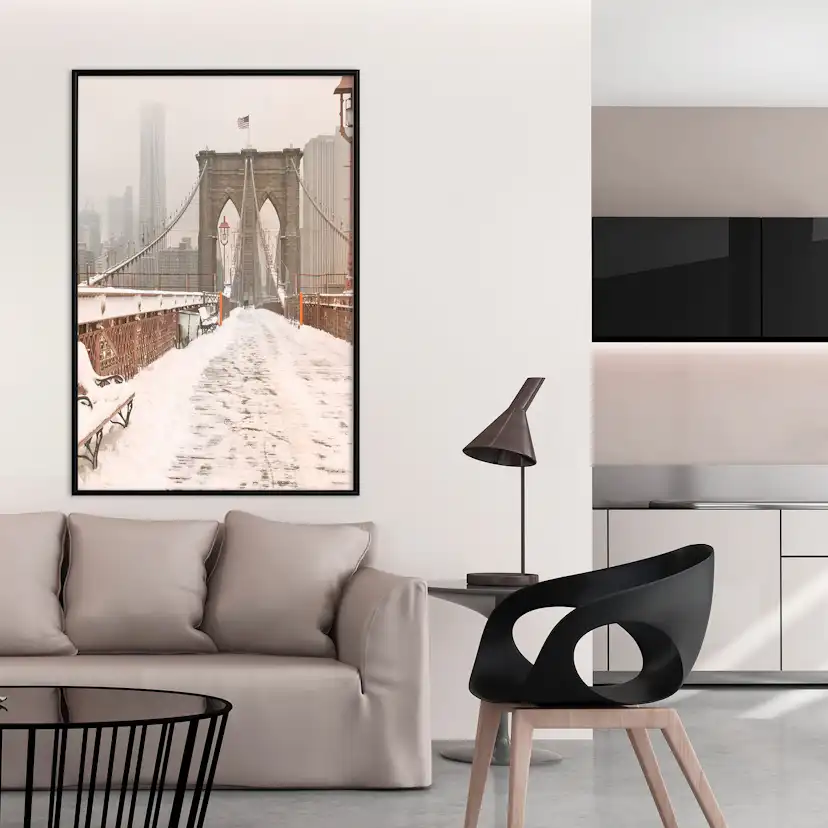 Poster Artgeist Affisch Brooklyn Bridge in Sepia