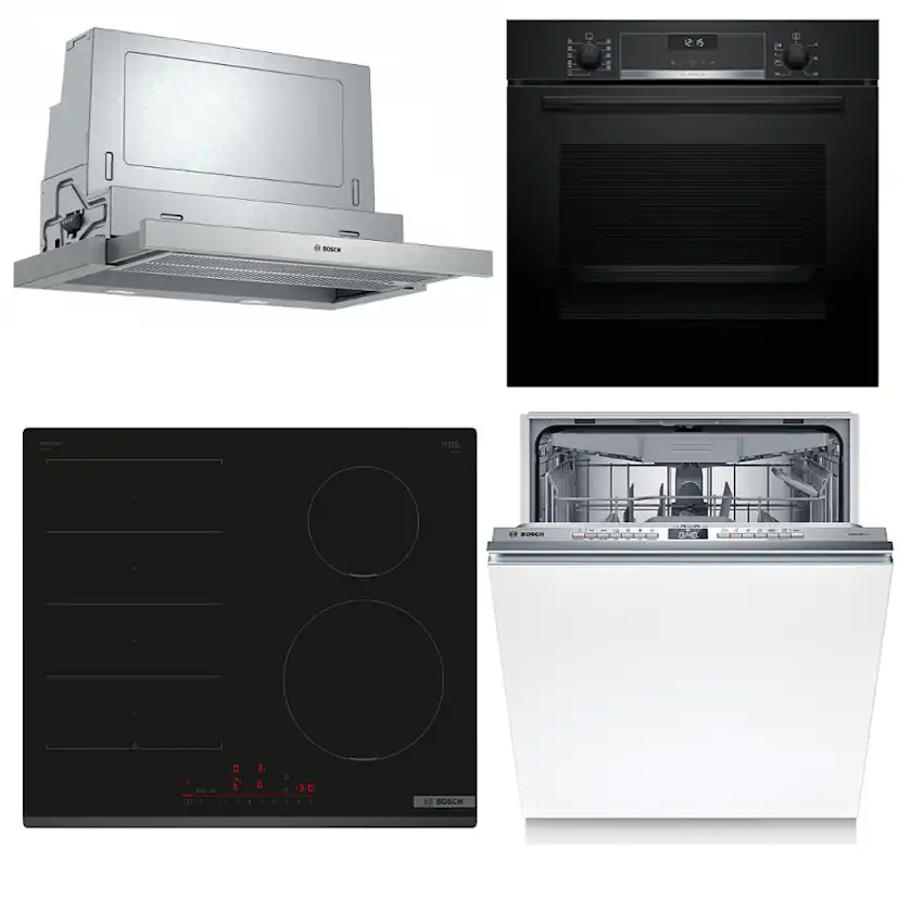 Kökspaket Bosch HBG537FB4 + PIX631HC1E + SMV4HMX08E + DFS067A51