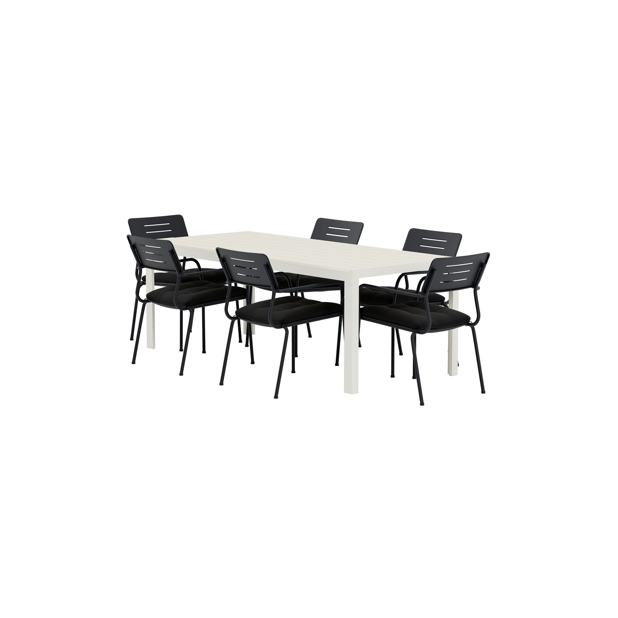 Mirko Table - Beige with 6 Nicke Chair - Black Färg: Beige/Svart