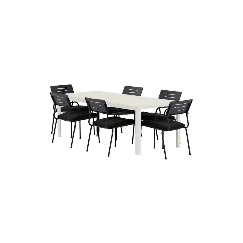 Mirko Table - Beige with 6 Nicke Chair - Black Färg: Beige/Svart
