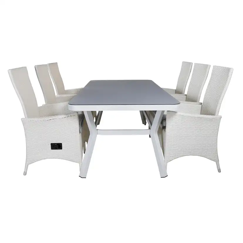 Matgrupp Venture Home Virya 160x90 cm med 6 Padova Reclinerfåtöljer