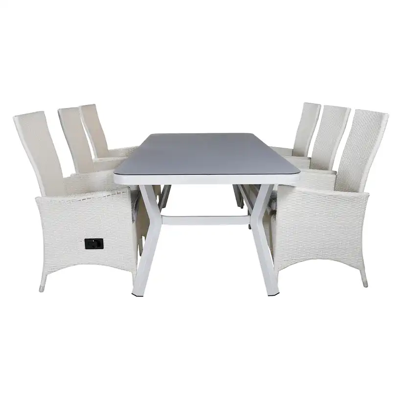 Matgrupp Utomhus Venture Home Virya 160x90 cm med 6 Padova ReclinerUtefåtöljer