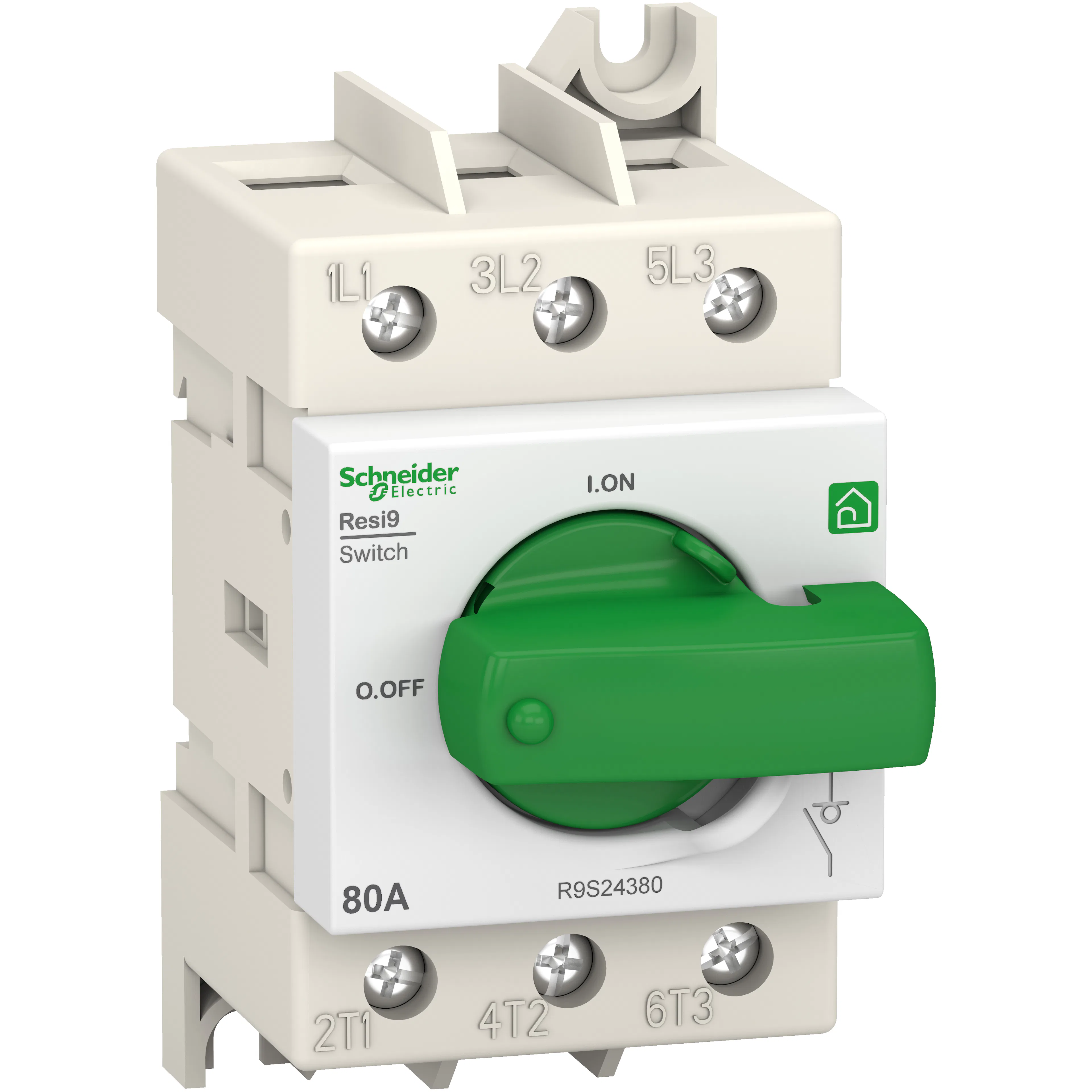 Huvudbrytare Schneider Electric Resi9 3-polig 80A med Vred