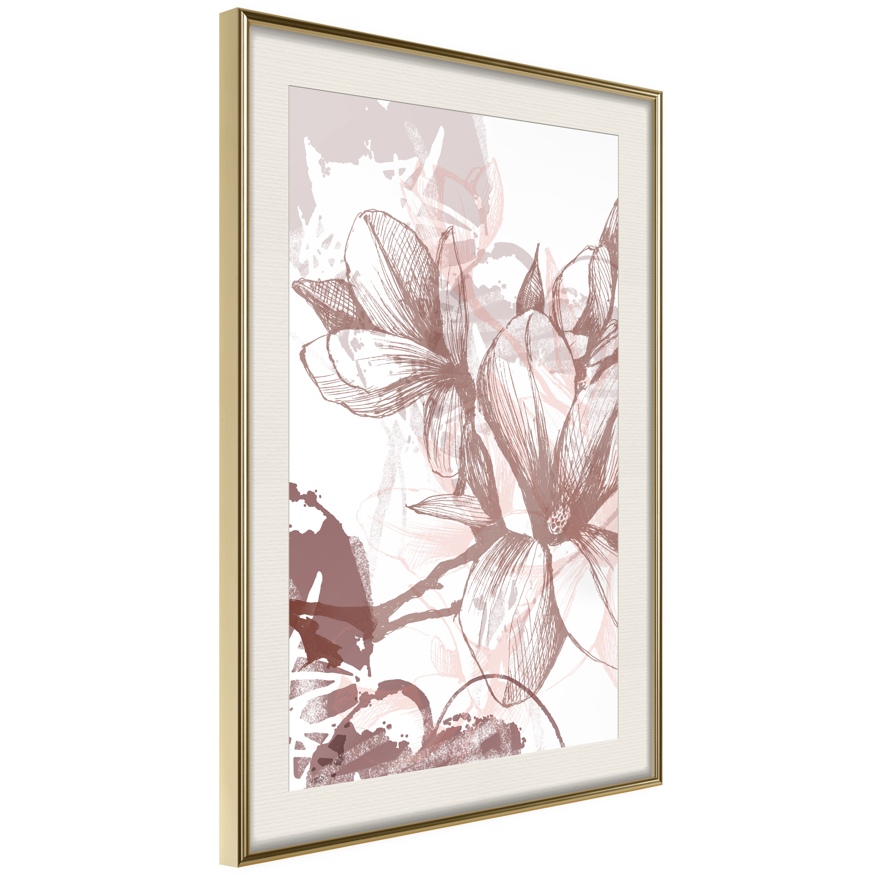 Affisch - Magnolias World [Poster] 30x45 Guld ram med passepartout, 30x45 cm