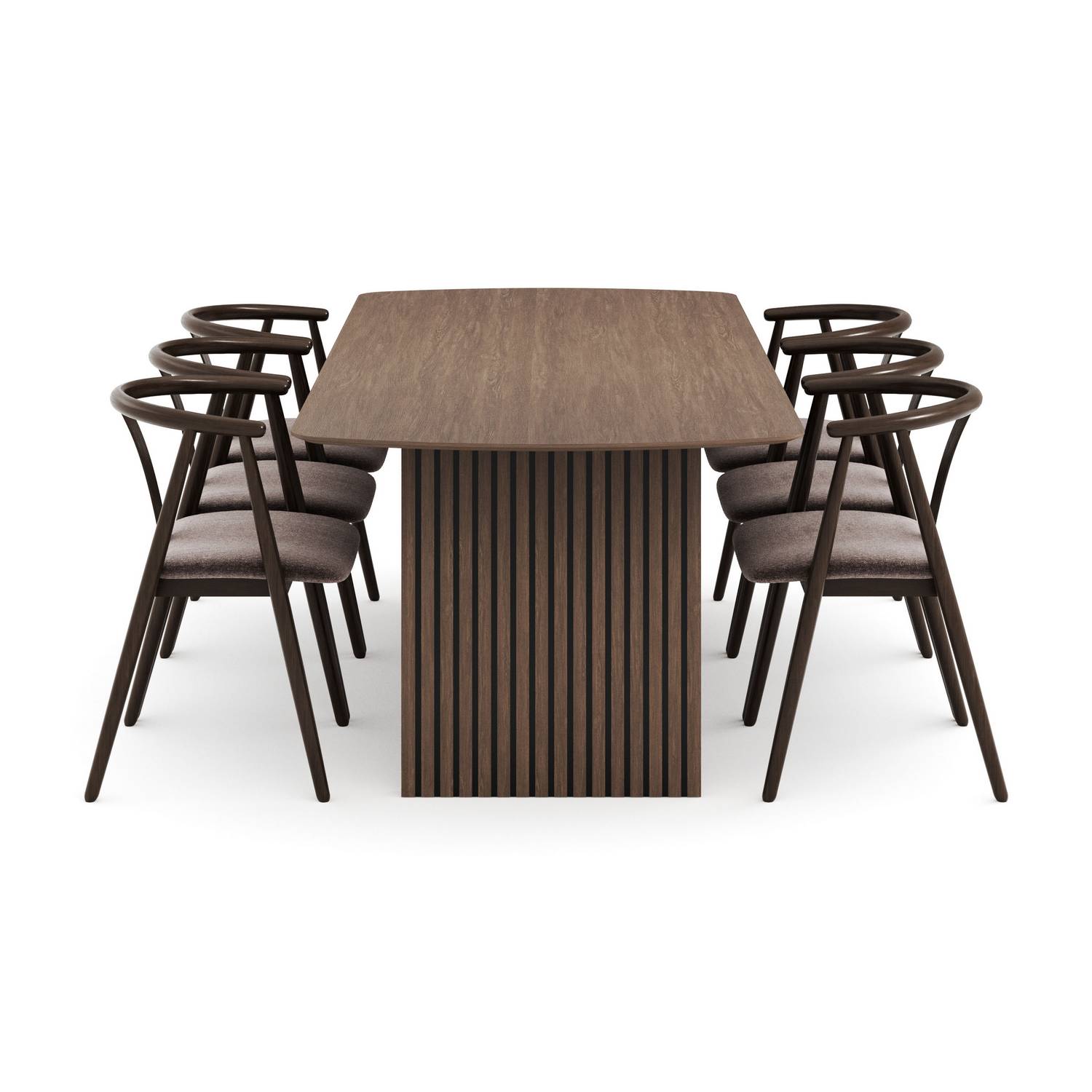 Matgrupp Bark Richeto Rektangulärt Matbord 240 cm med 6 Cytie Karmstol