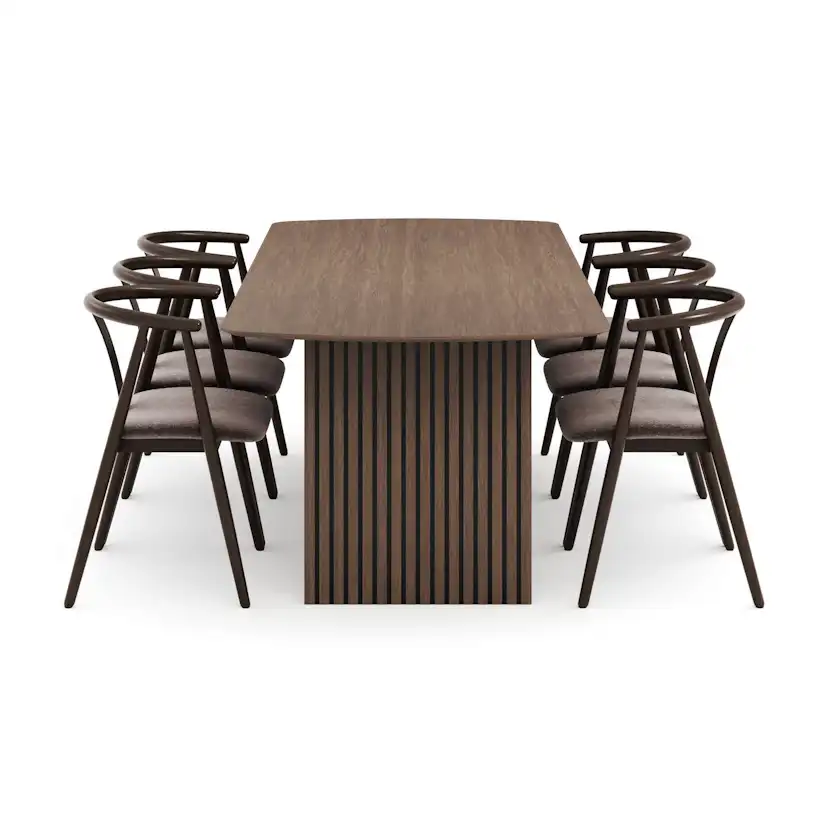 Matgrupp Bark Richeto Rektangulärt Matbord 240 cm med 6 Cytie Karmstol
