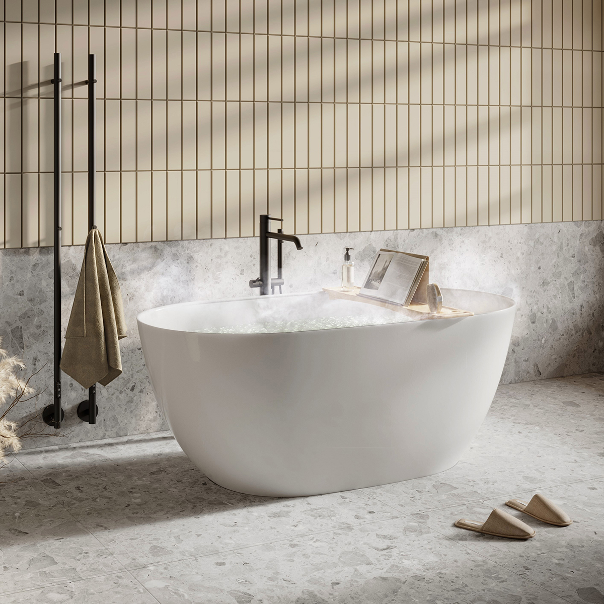 Arden fristående badkar 1600x740mm, Vit Matt