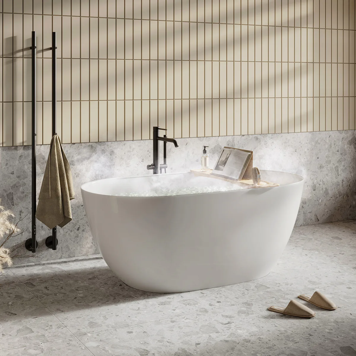 Arden fristående badkar 1600x740mm, Vit Matt
