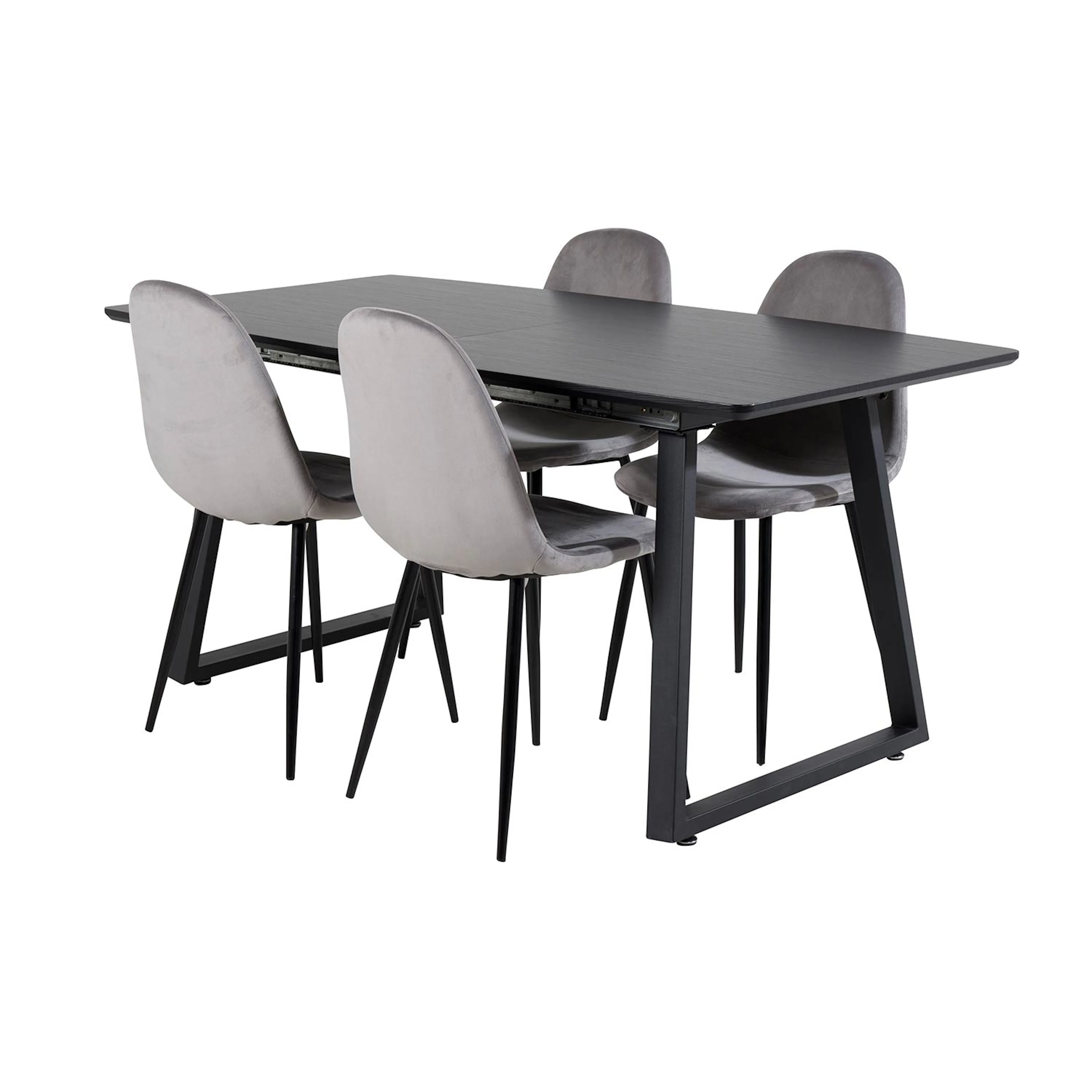 Inca Extentiontable - Black top /Polar Chair_4 Svart/Grå