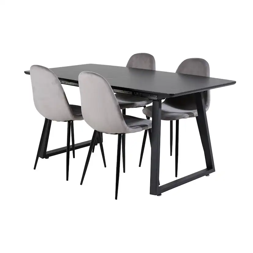 Inca Extentiontable - Black top /Polar Chair_4 Svart/Grå
