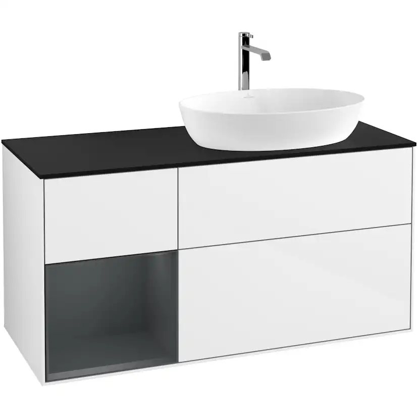 Tvättställsskåp Villeroy & Boch Finion med 3 Lådor Hylla och Bänkskiva för Ocentrerat Tvättställ från Artis & Collaro
