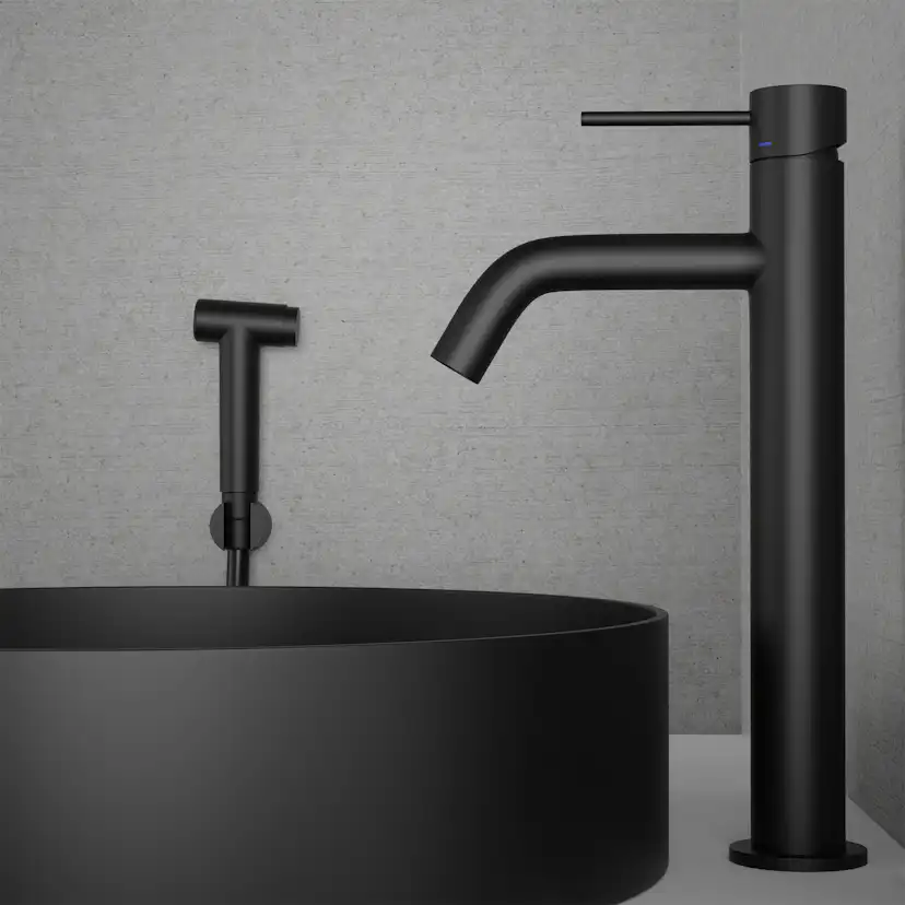Tvättställsblandare Scandtap Steel Voyage High med Sidodusch