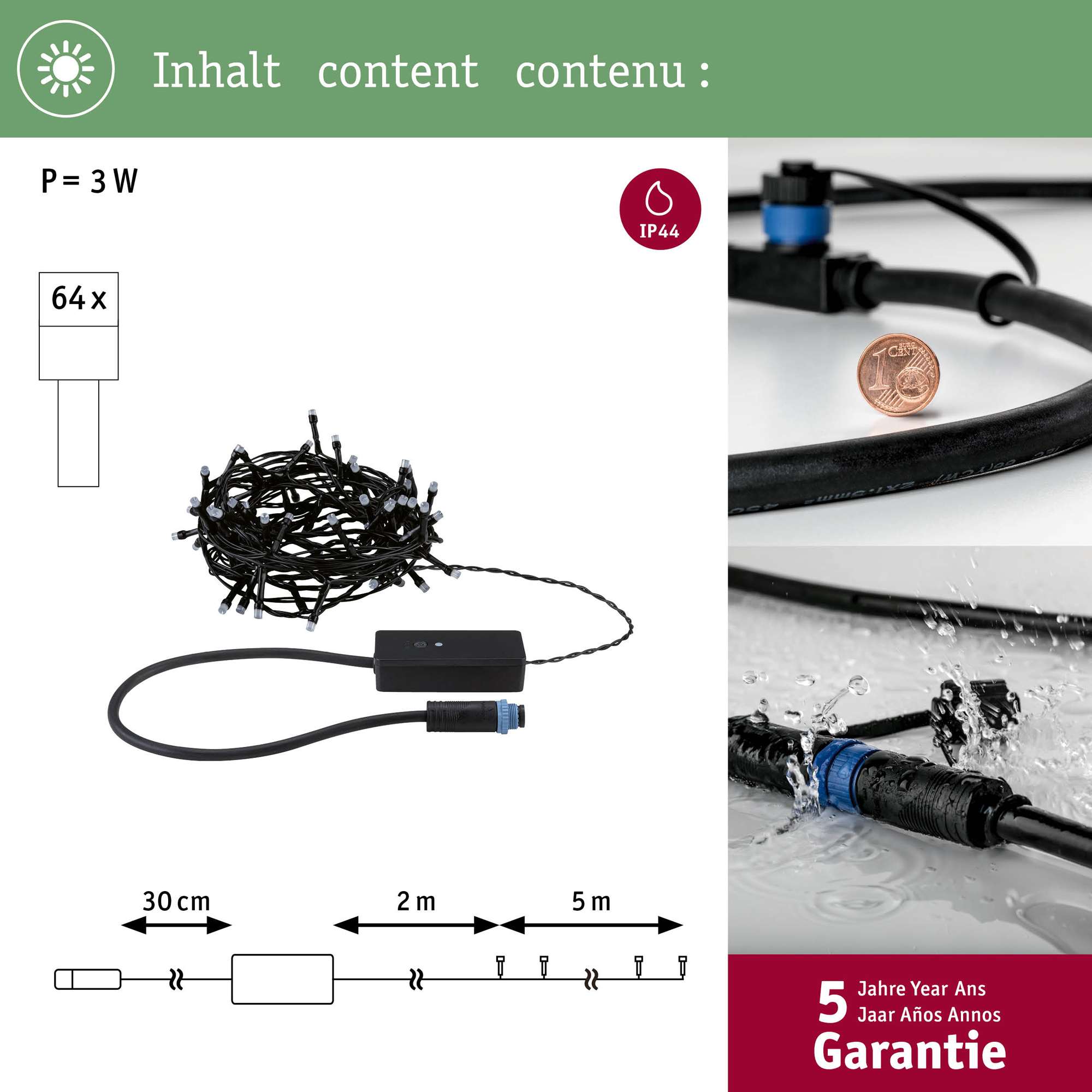 Ljusslinga LED Paulmann Yuna Fairy Lights Plug & Shine IP44 24V Ljus: RGB, Längd: 5 m