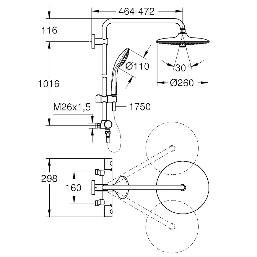 Takduschset Grohe Euphoria System 260 26208 160 cc