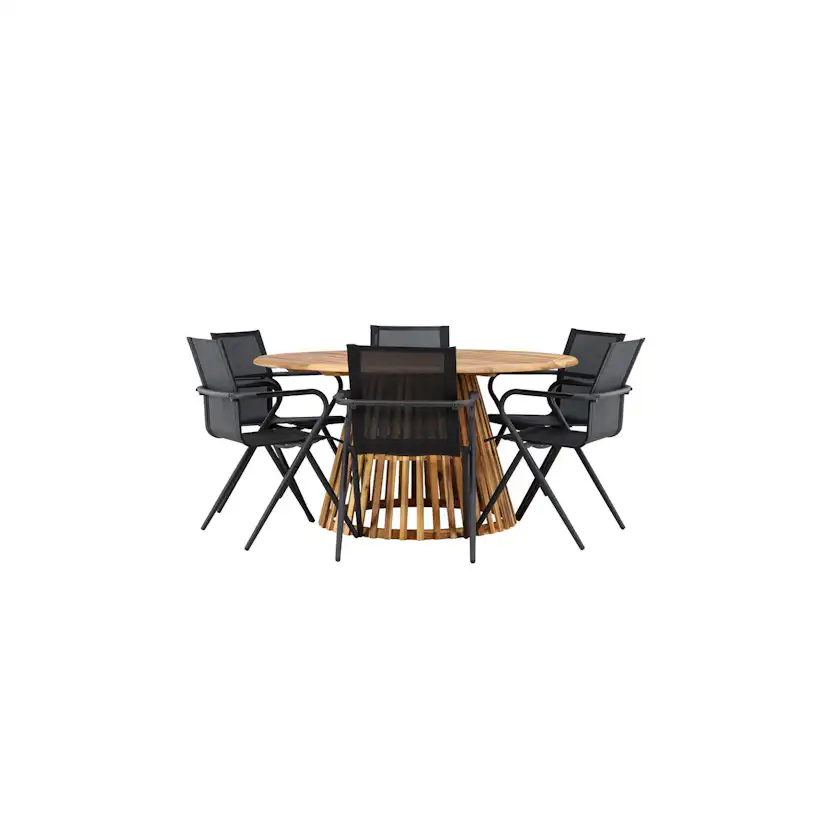 Tucumán Dining Table - Acacia ø120 +Alina Dining Chair - Bla Trädgårdsgrupp Venture Home Tucumán med 6 Alina Stolar