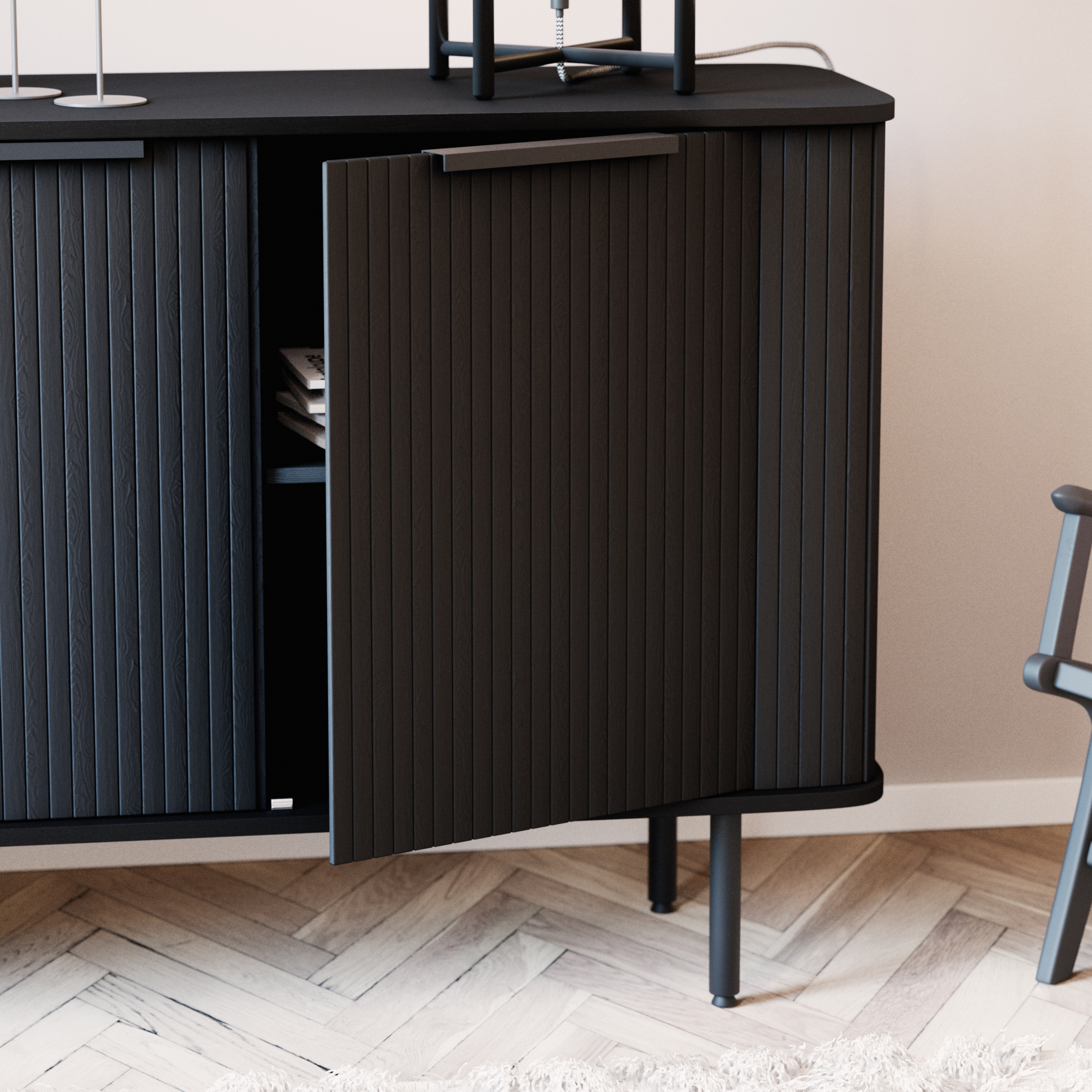 Sideboard Bark Kopparbo Ribbad med Förvaring 210 cm