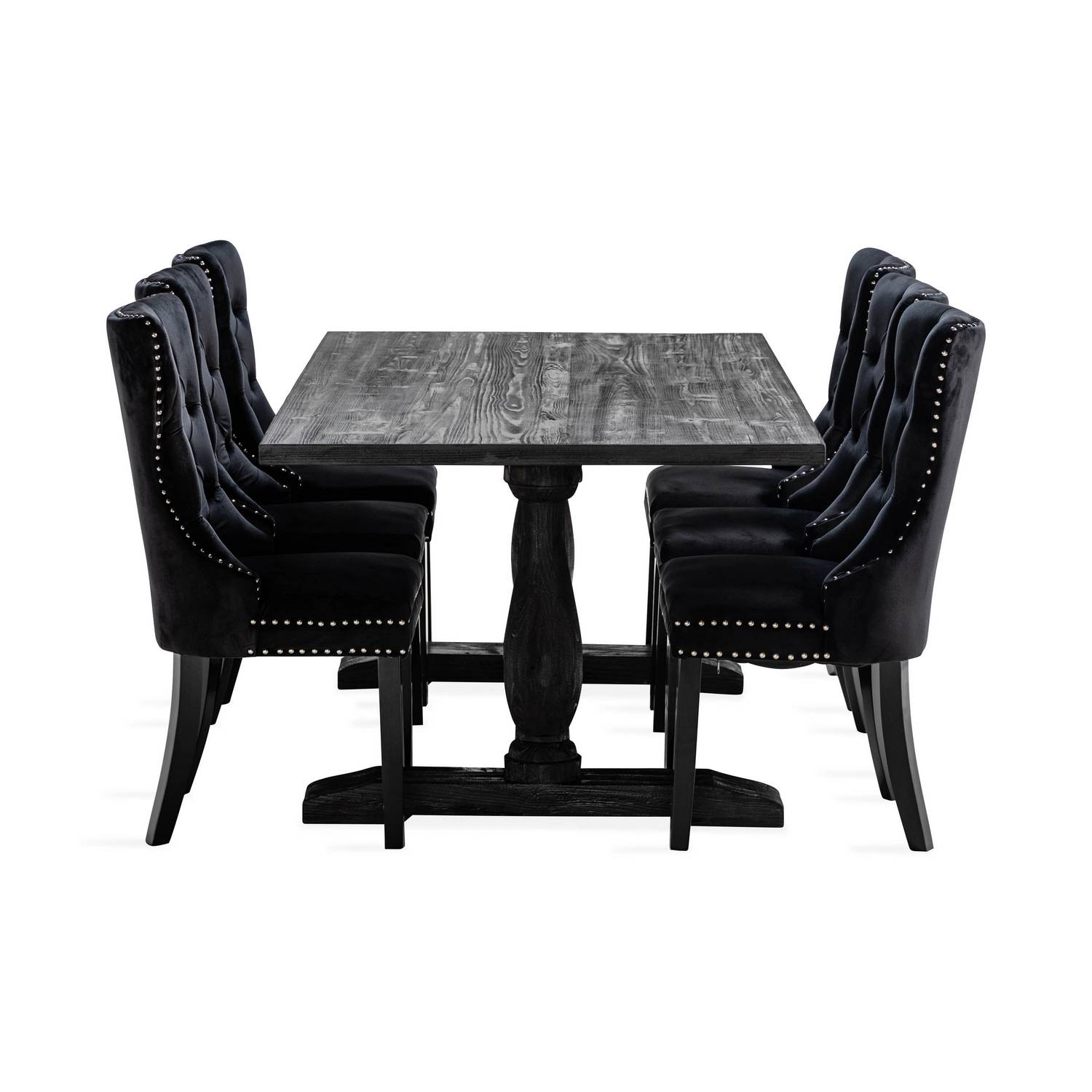 Matgrupp Bloomington Dijon Rektangulärt Matbord 200 cmmed 6 Bergviken Matstol Sammet