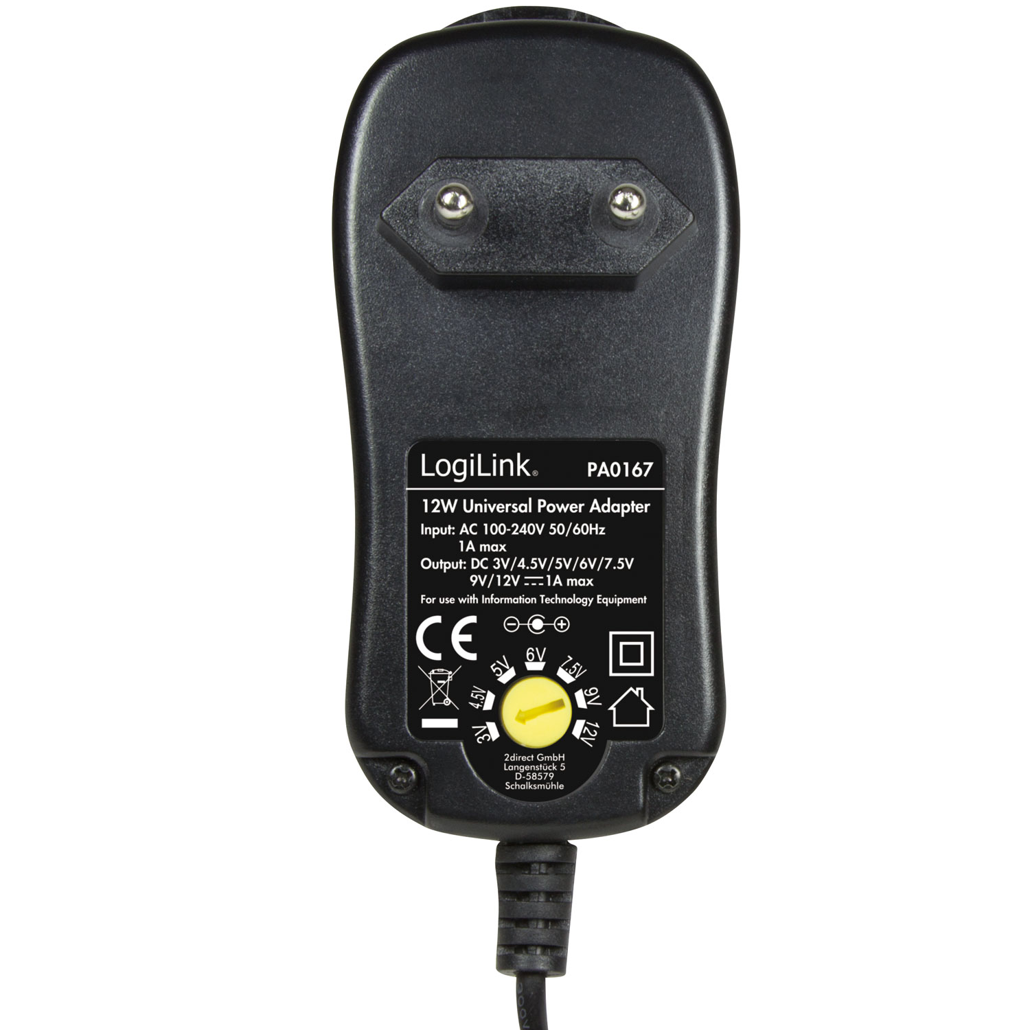 Nätadapter LogiLink 230V - 3-12V 1A 12W