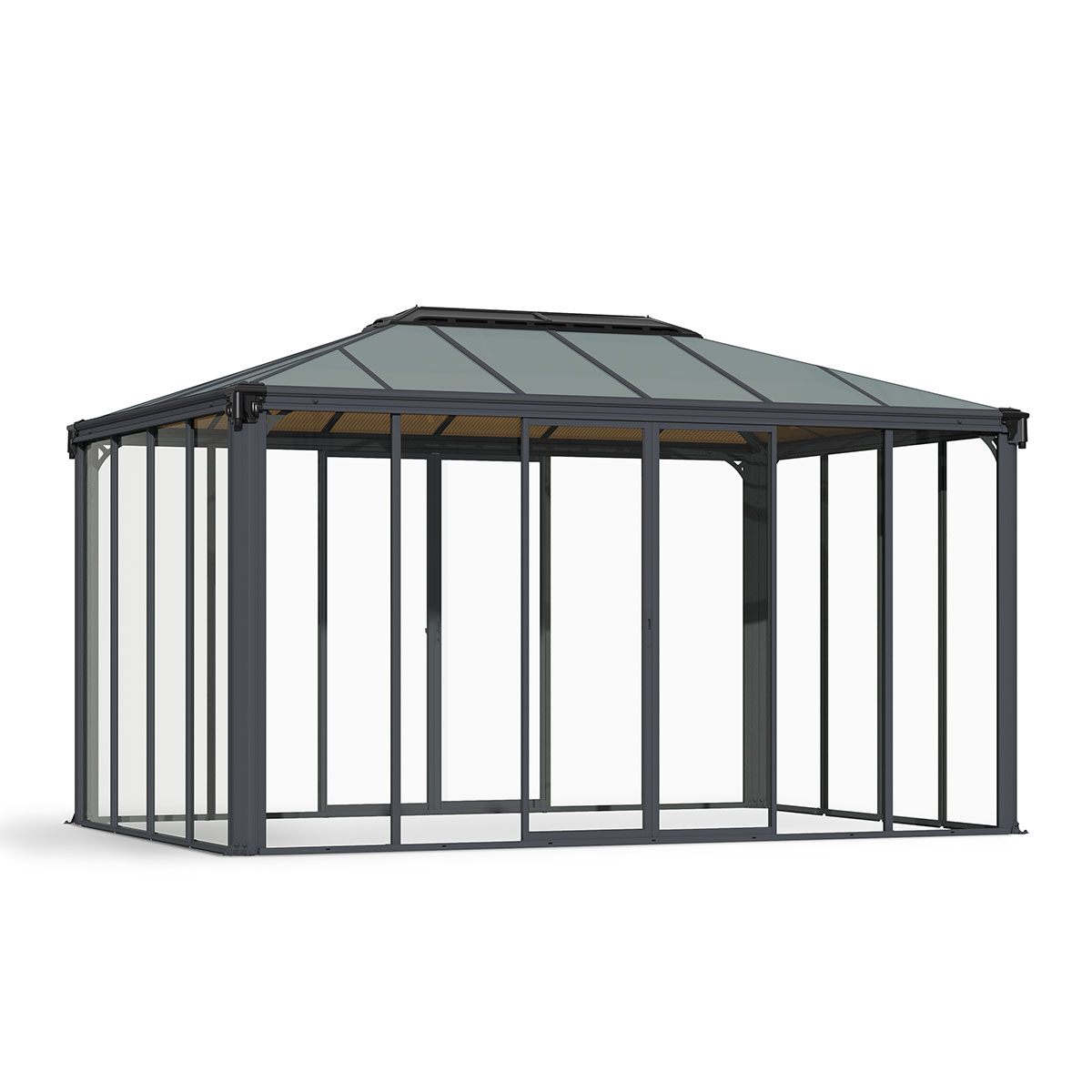 Växthus/Orangeri Canopia by Palram Ledro Aluminiumstomme med UV-Skyddat Glas, Låsbara Dörrar, Grå, 12,7 m²