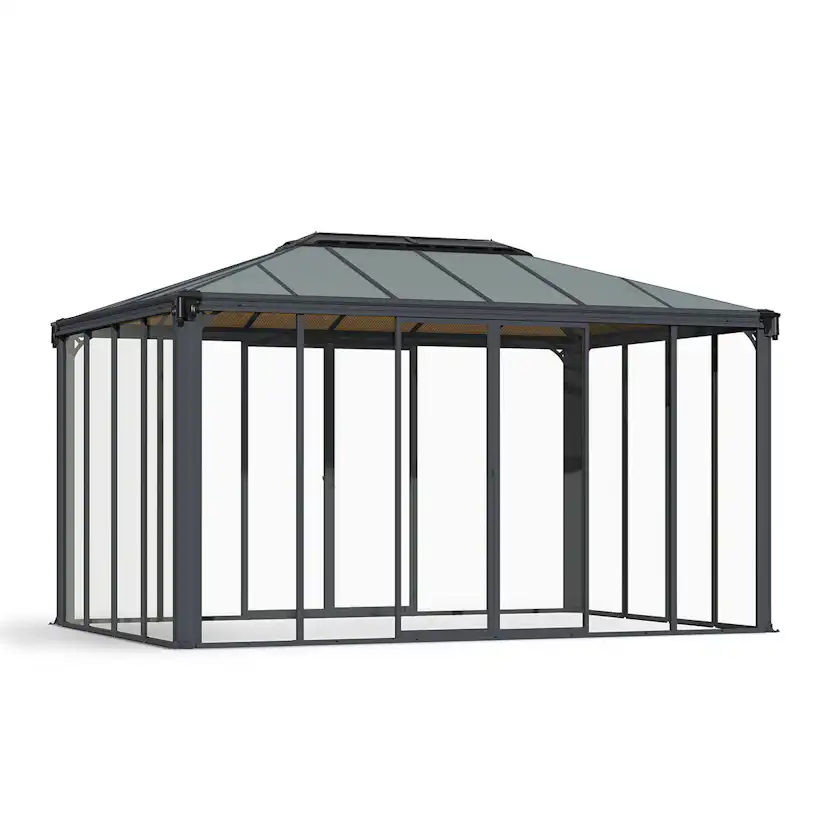 Växthus/Orangeri Canopia by Palram Ledro Aluminiumstomme med UV-Skyddat Glas, Låsbara Dörrar, Grå, 12,7 m²