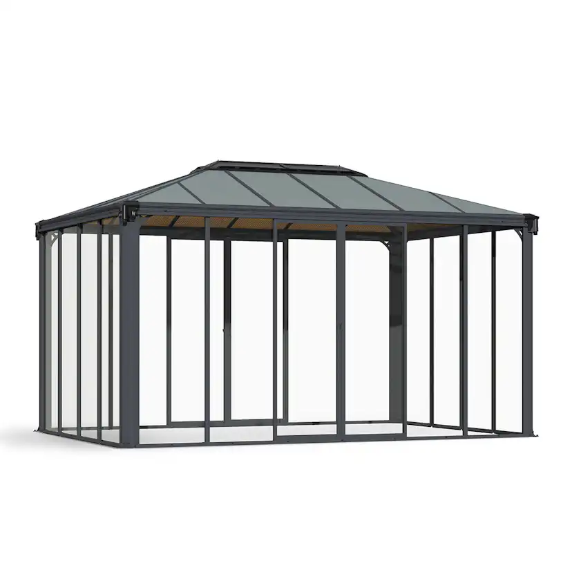 Växthus/Orangeri Canopia by Palram Ledro Aluminiumstomme med UV-Skyddat Glas, Låsbara Dörrar, Grå, 12,7 m²
