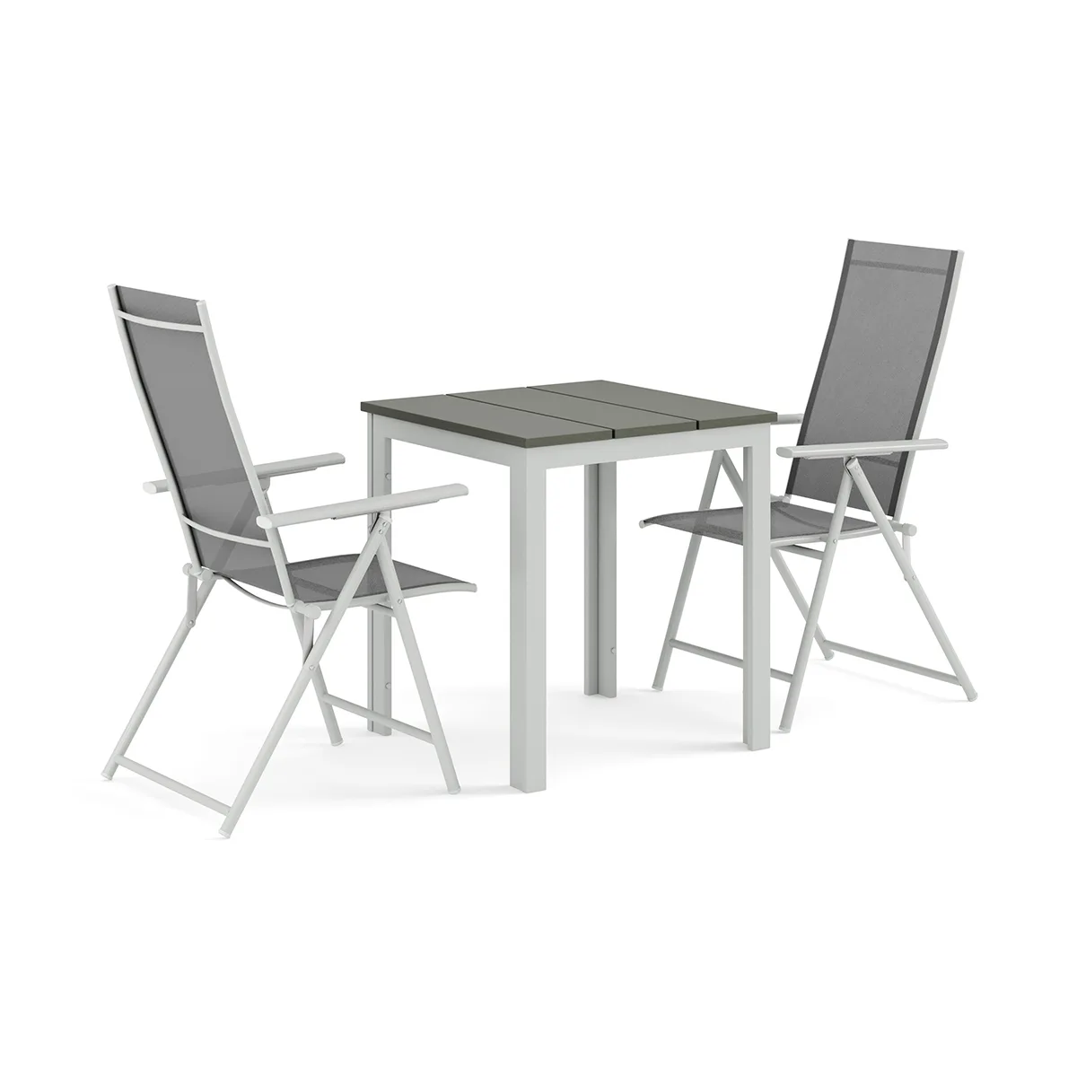 Trädgårdsgrupp Comfort Garden Tunis utomhus caféset 70x70 cm med 2 Sanna positionsstolar