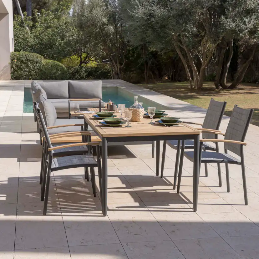Matgrupp Utomhus LifestyleGarden TOPAZ 144 cm 4 karmstolar