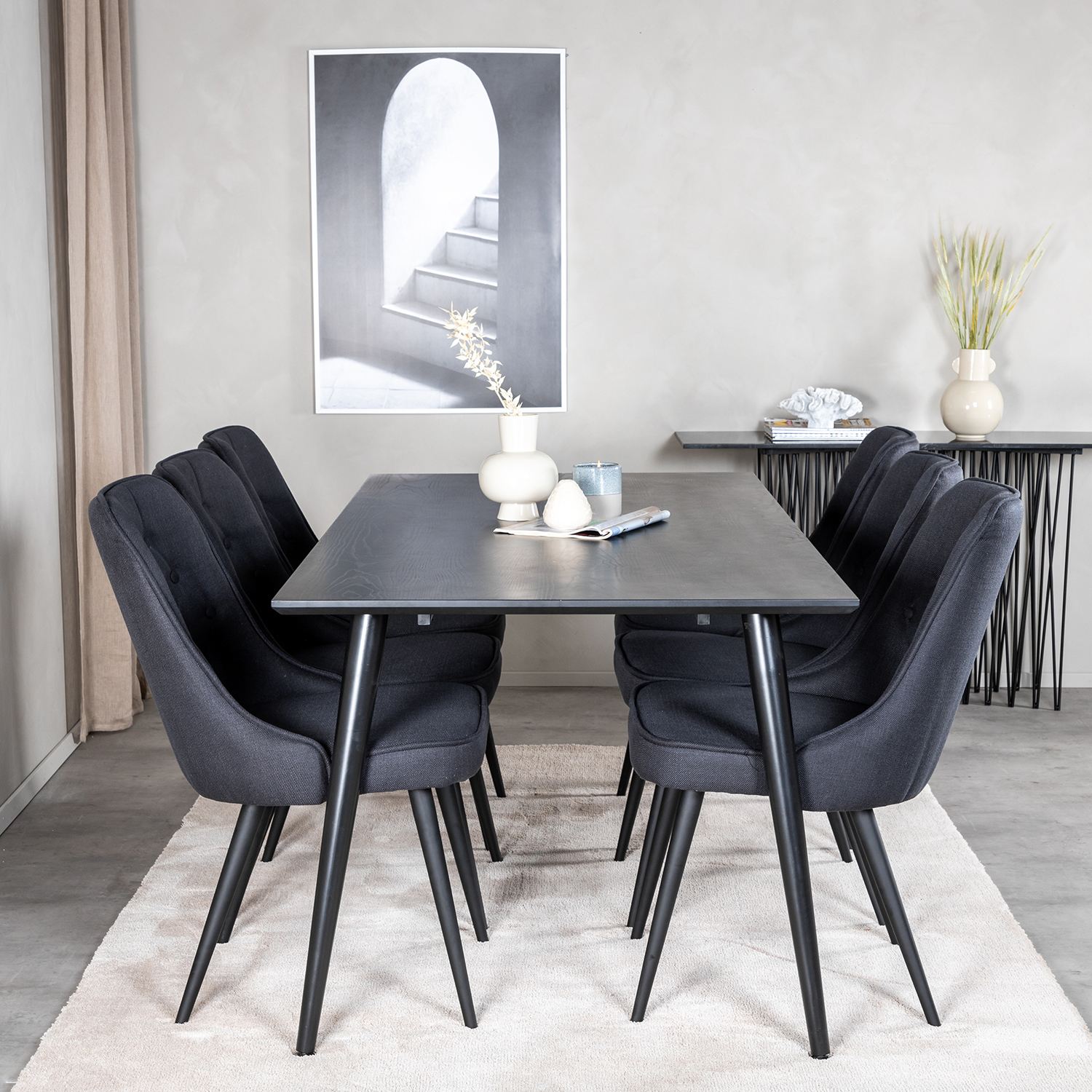 Matgrupp Venture Home Dipp med 6 Velvet Deluxe Stolar