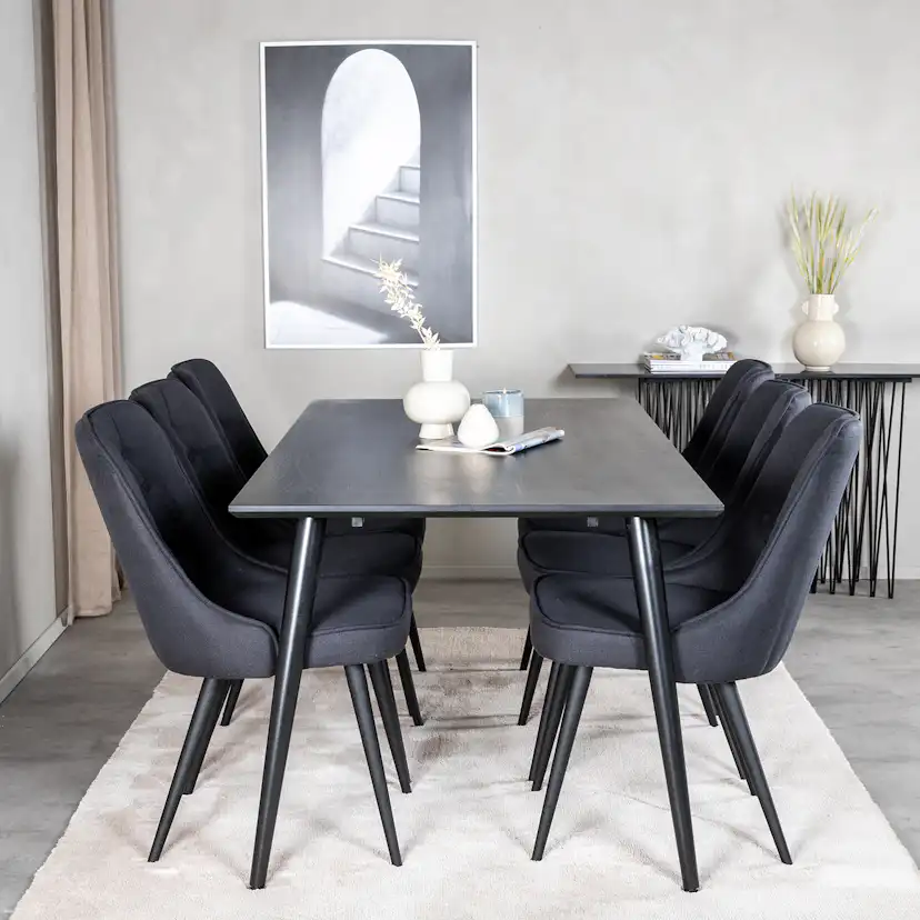 Matgrupp Venture Home Dipp med 6 Velvet Deluxe Stolar