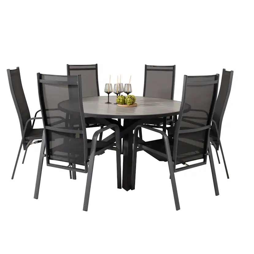 Parma - Table ø 140 - Svart Alu /Grey Aintwood+Copacabana Re Svart/Grå