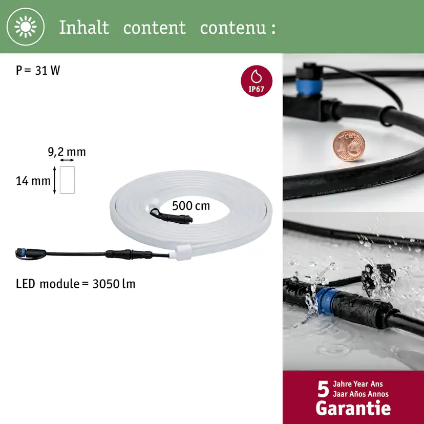 LED-strip Paulmann Smooth Plug & Shine Enkel strip 5m IP67 24V