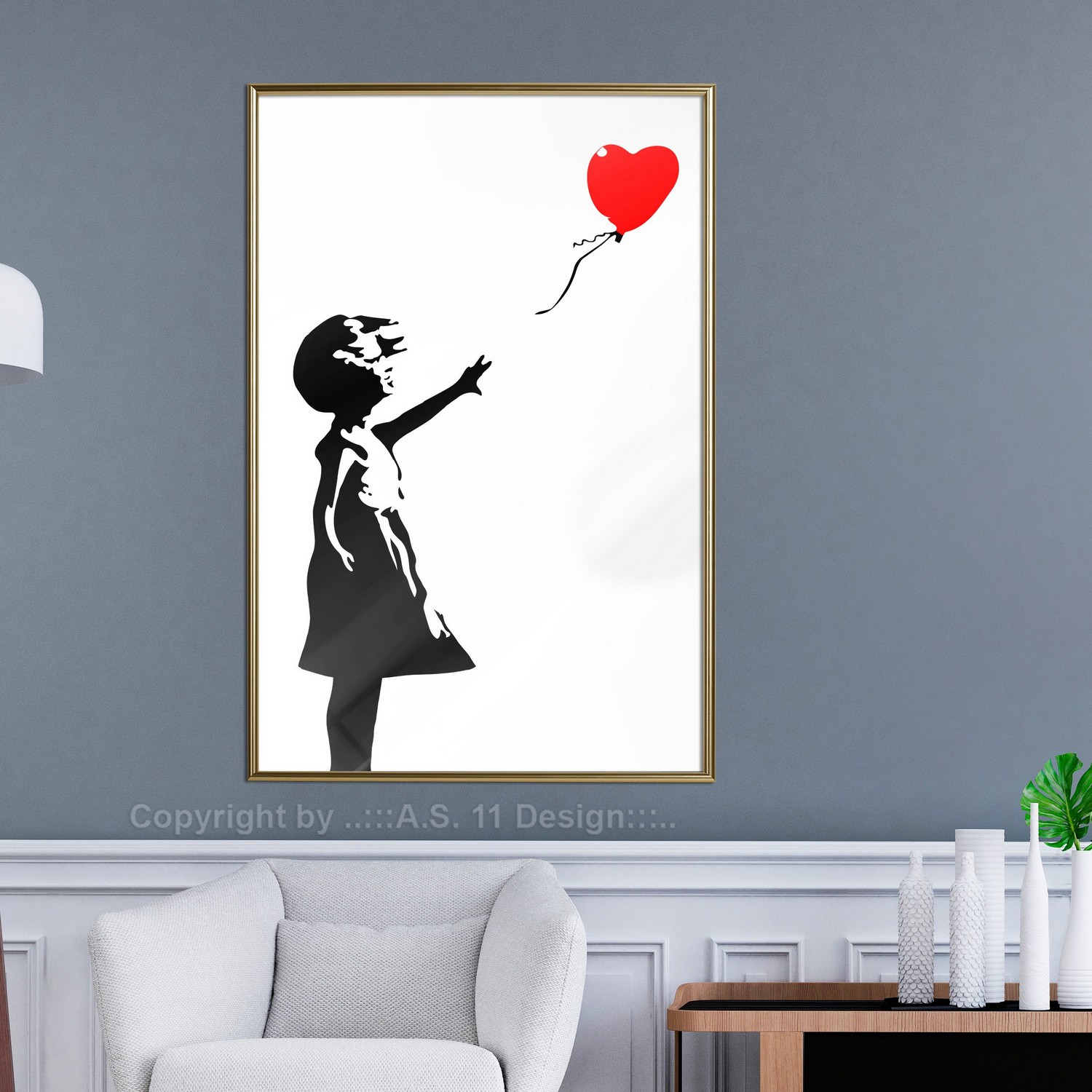 Poster Artgeist Affisch Little Girl with a Balloon