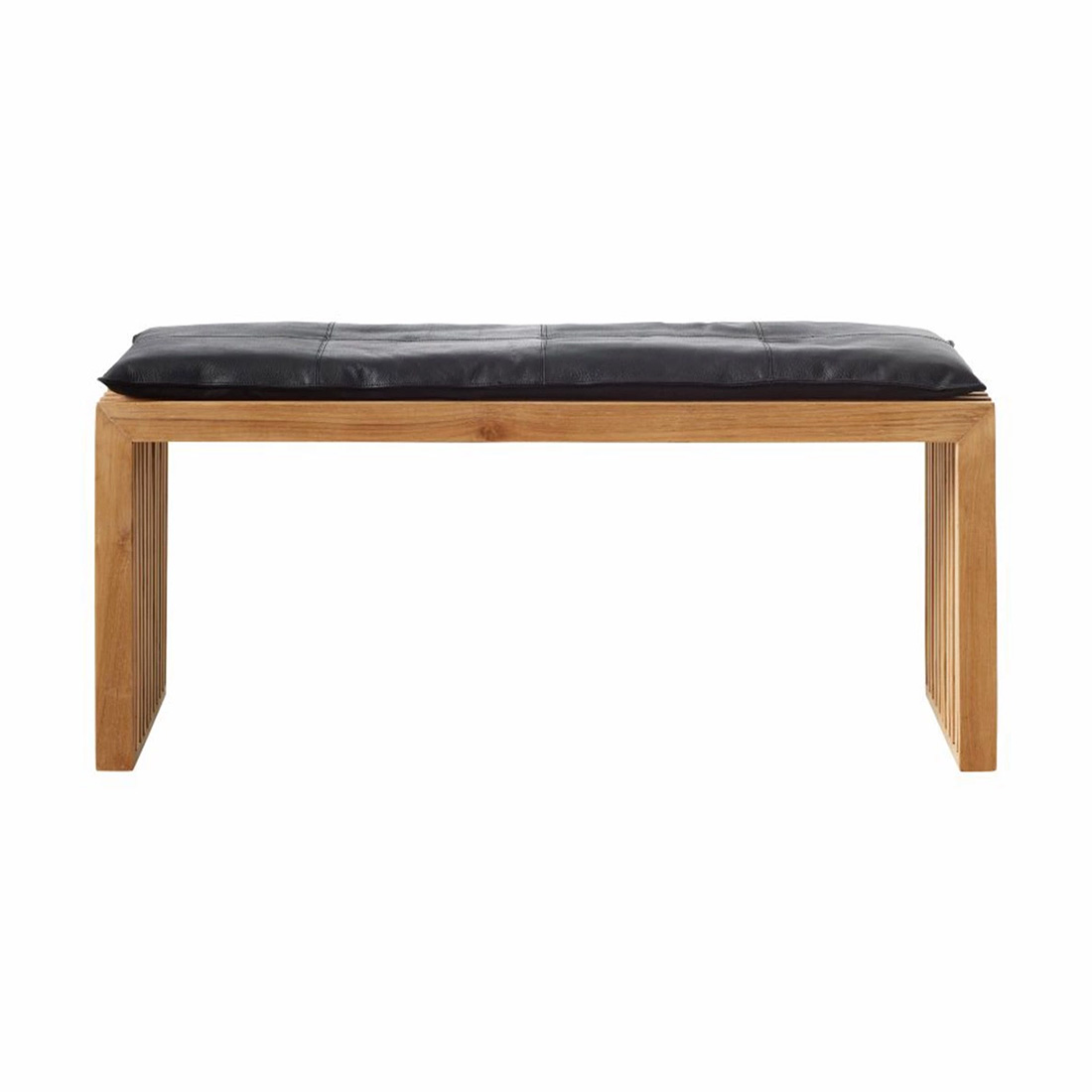 Bänk Cinas Rib Teak med Skinndyna