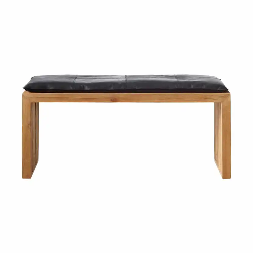 Bänk Cinas Rib Teak med Skinndyna