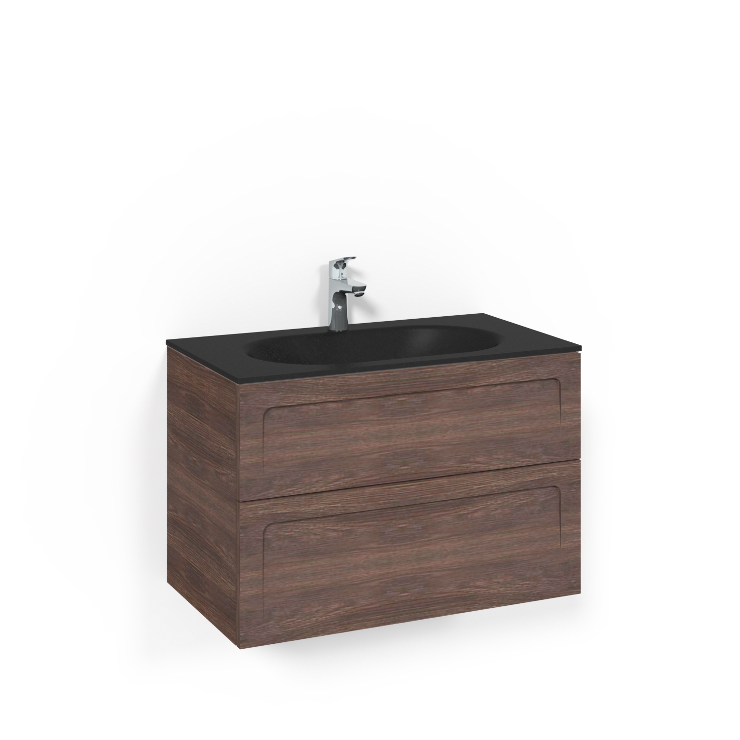 Crown80x45 Brun Ask Shape Mattsvart Glashandfat Bredd 800 mm, Brun Ask, Glastvättställ Mattsvart