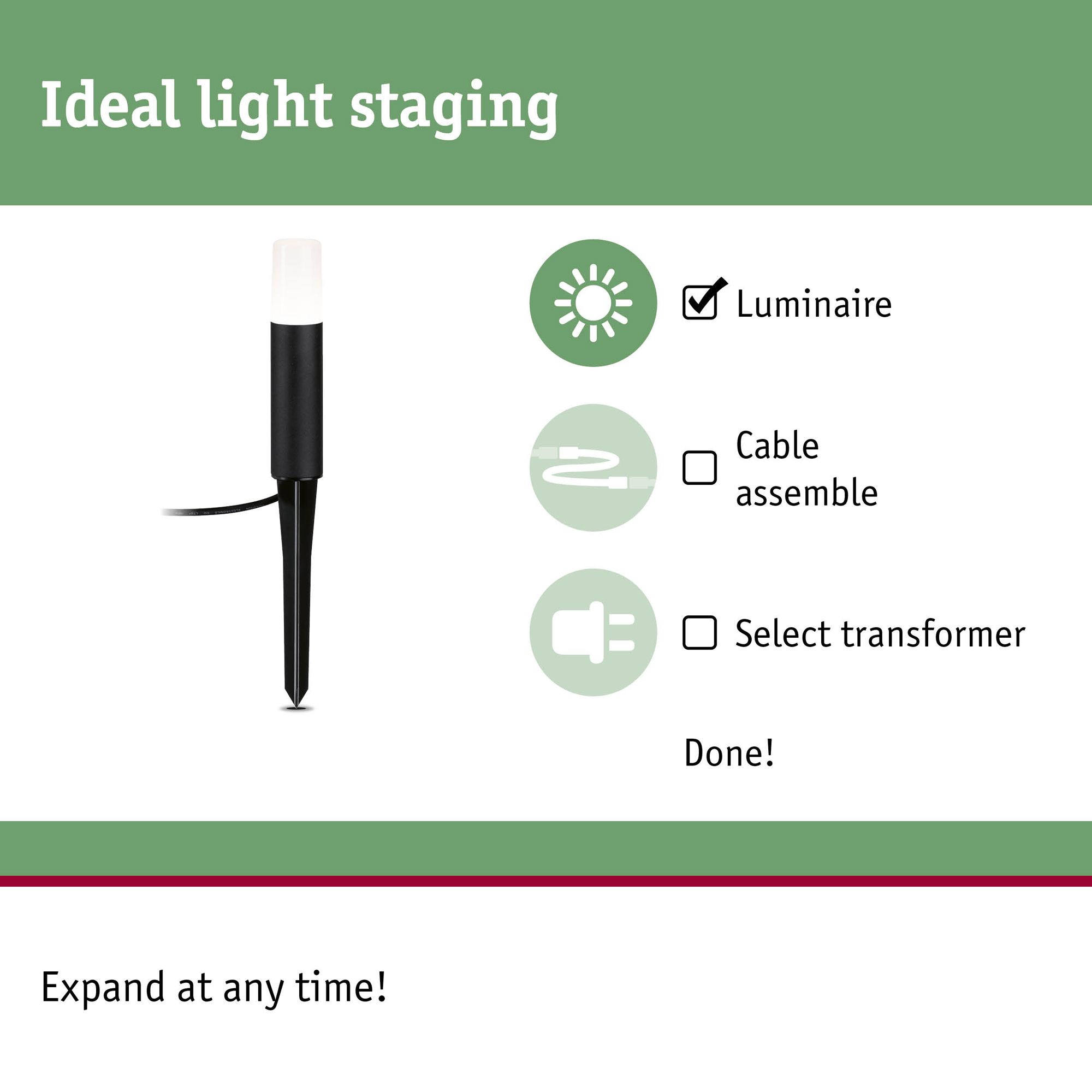 Pollare LED Paulmann Flarea Plug & Shine IP65 24V Höjd: 200 mm