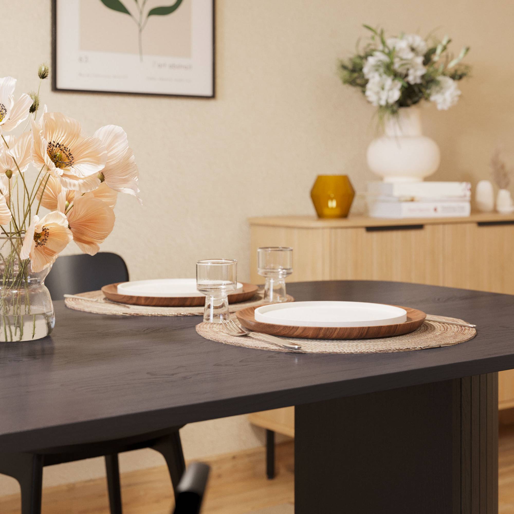 Matgrupp Bark Kopparbo Rektangulärt Matbord 200 cm med 4 Matstol Jerup