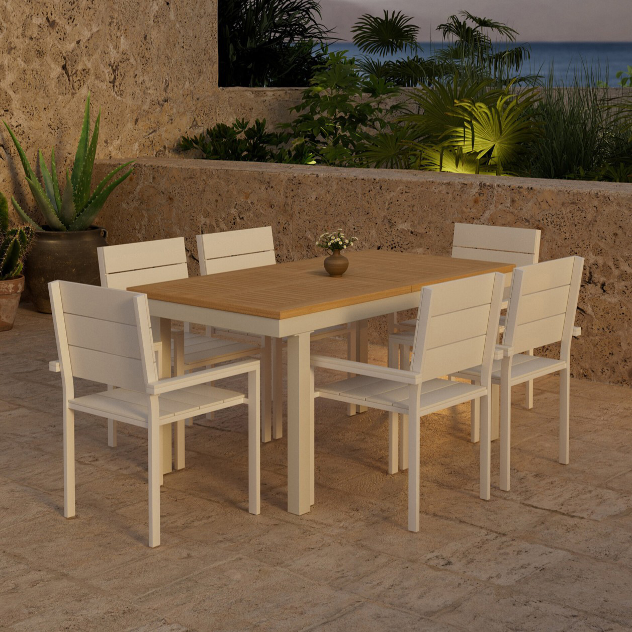 Matgrupp Utomhus Venture Home Panama 90x160 cm med 6 st Levels Trädgårdsstolar