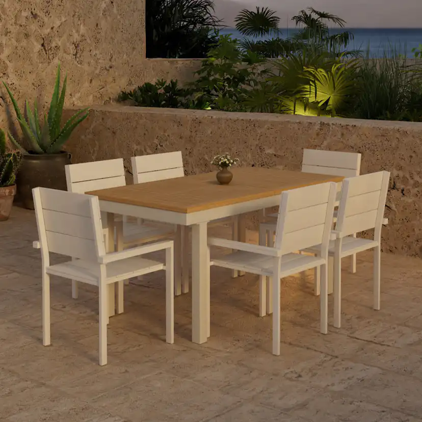 Matgrupp Utomhus Venture Home Panama 90x160 cm med 6 st Levels Trädgårdsstolar