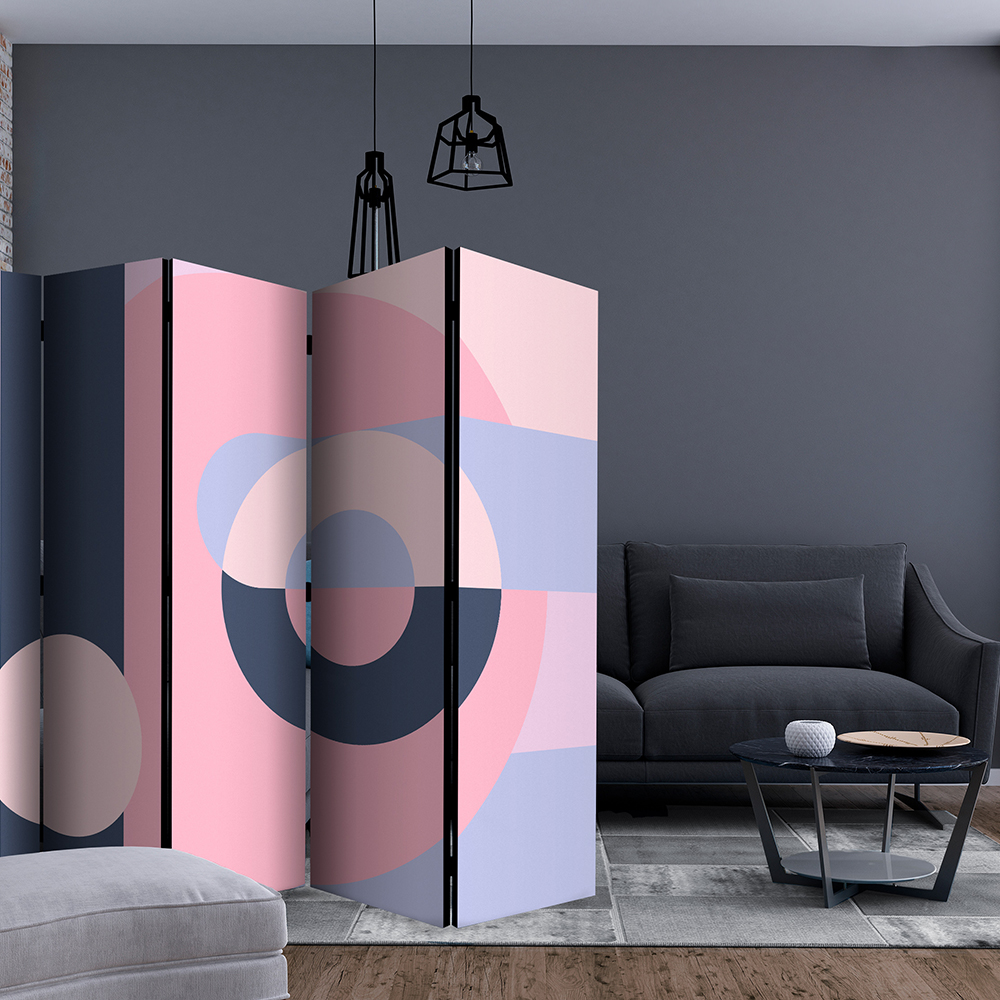 Rumsavdelare Skärmvägg Arkiio Geometric Wreath Violet II 225x172 cm