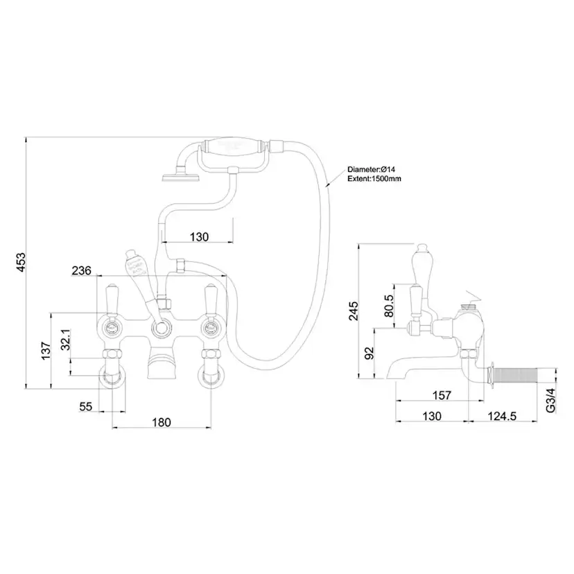 Dusch- och Badkarsblandare Burlington CL17 Kensington