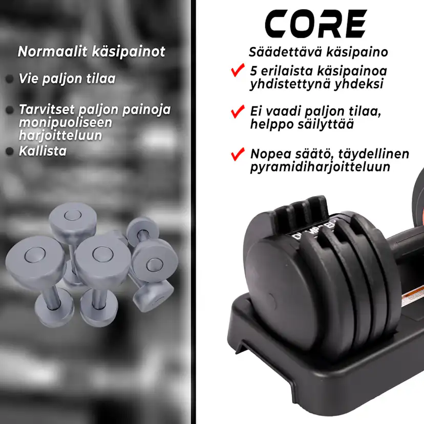 2 x hantlar Nordcore 50 kg justerbar